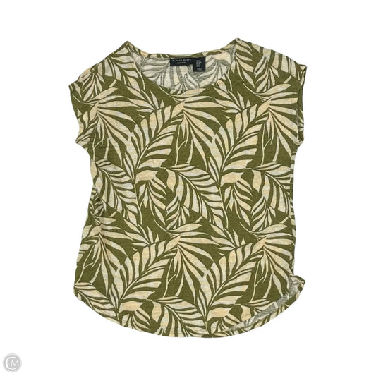 Top Short Sleeve By Tahari In Green & Orange, Size: M