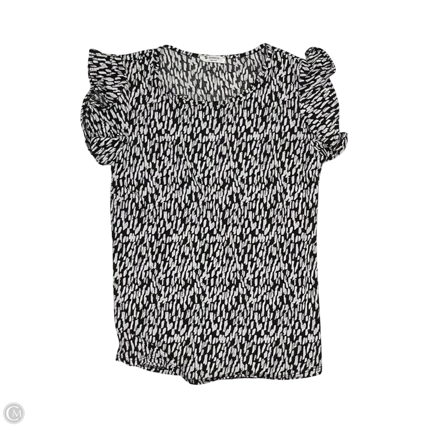 Blouse Short Sleeve By Bombom In Black & White, Size: S