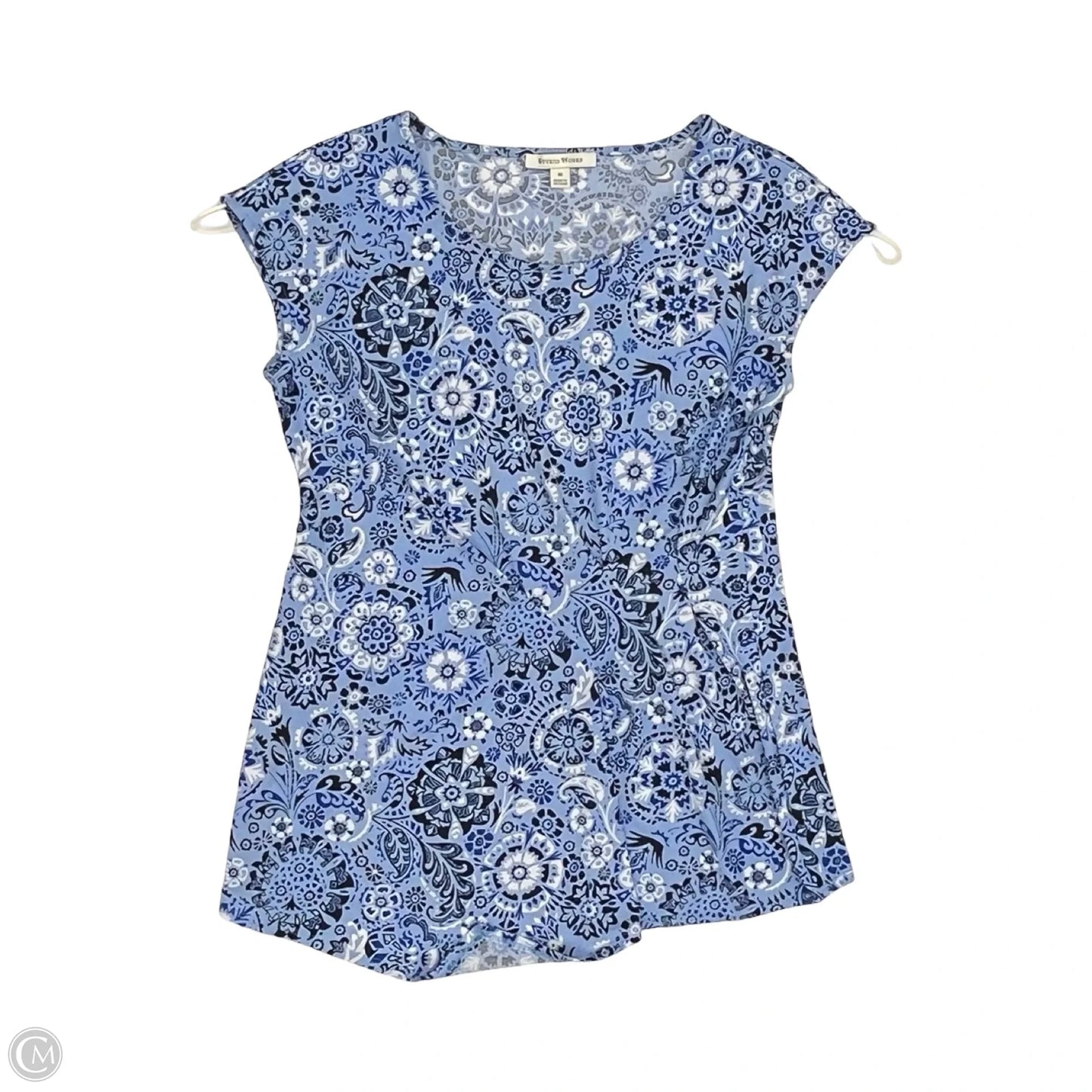 Top Short Sleeve By Sigrid Olsen In Blue & White, Size: S