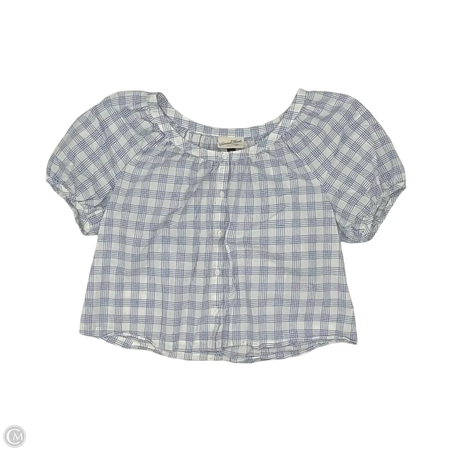 Blouse Short Sleeve By Universal Thread In Blue & White, Size: S