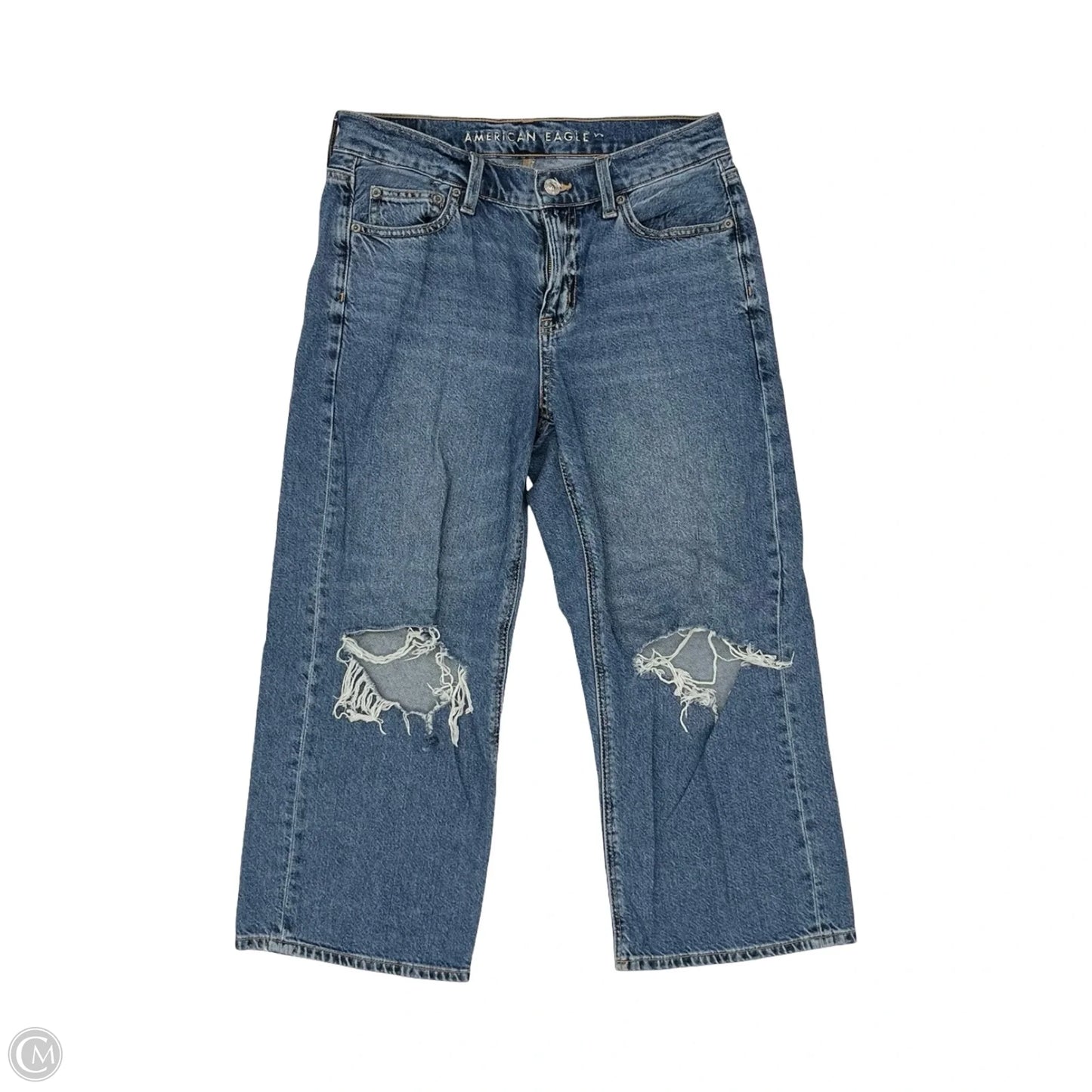 Jeans Cropped By American Eagle In Blue Denim, Size: 4