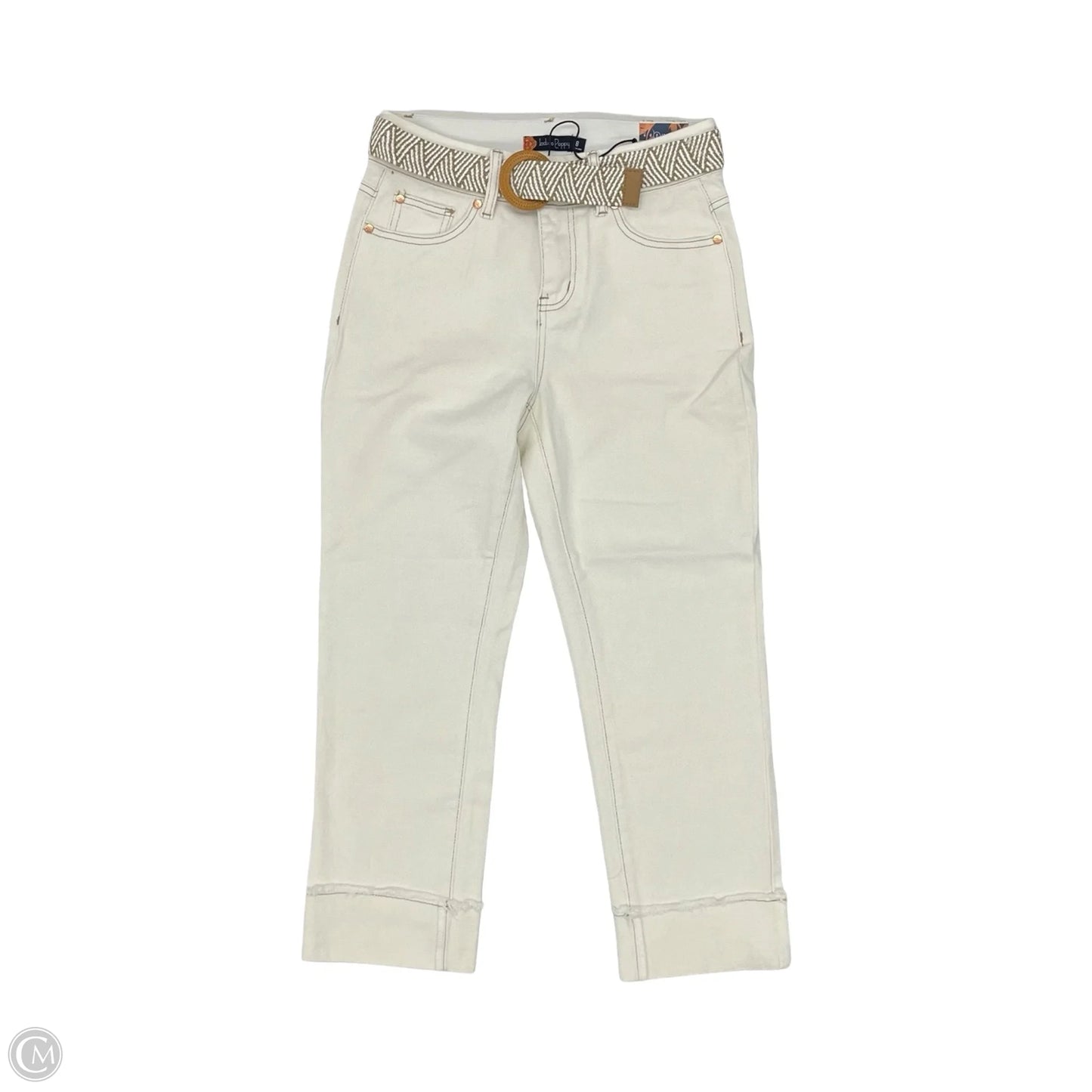 Jeans Cropped By Clothes Mentor In Cream Denim, Size: 8
