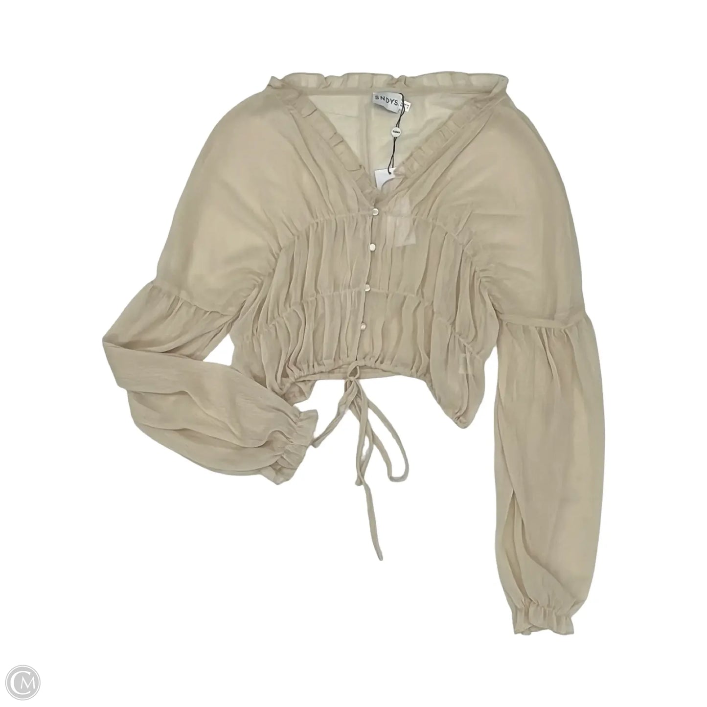 Blouse Long Sleeve By Cmb In Tan, Size: S