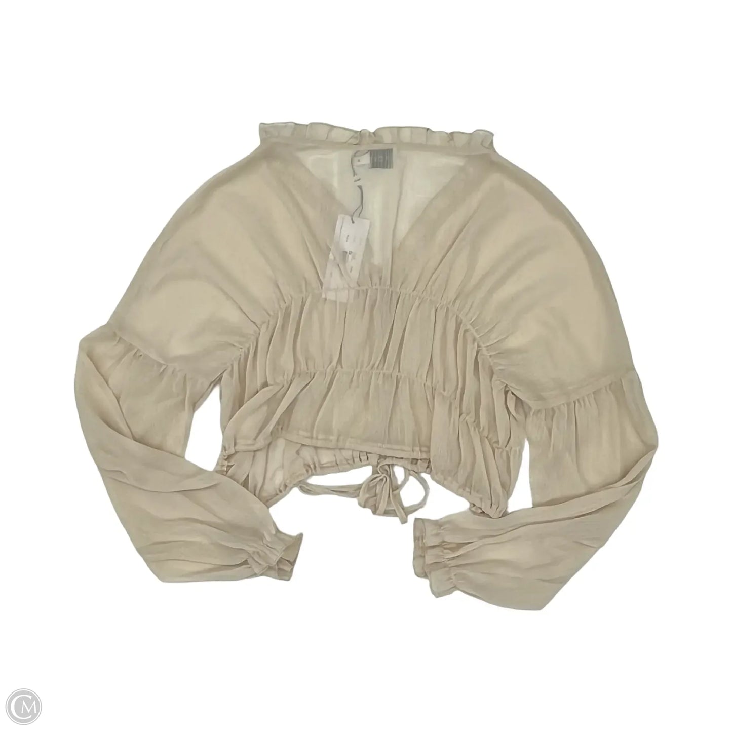 Blouse Long Sleeve By Cmb In Tan, Size: S