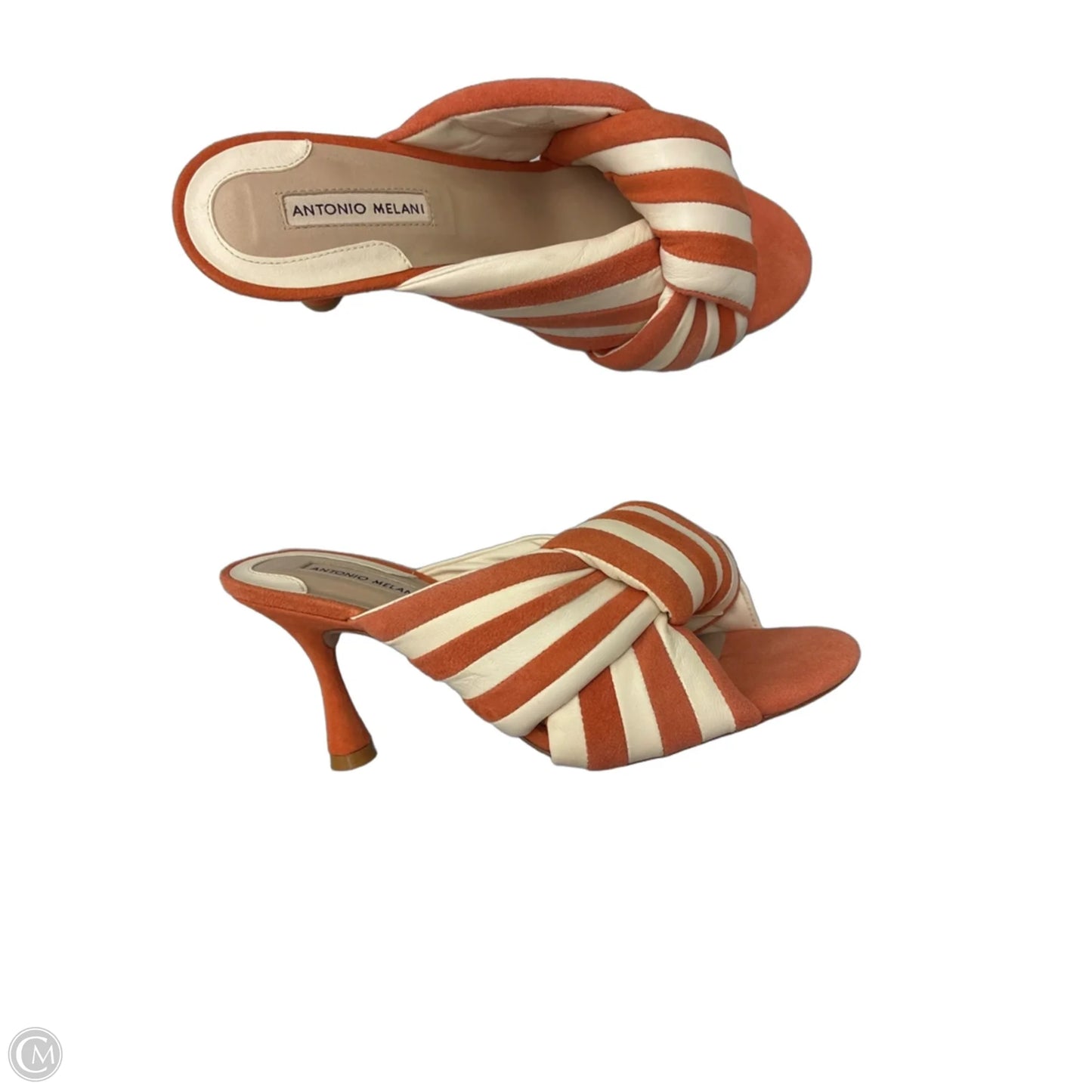 Sandals Heels Kitten By Antonio Melani In Cream & Orange, Size: 8.5
