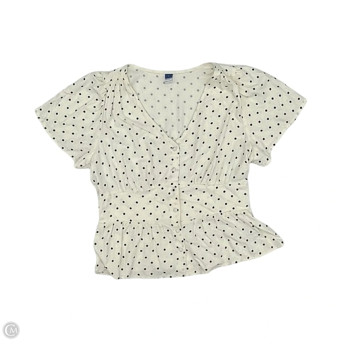 Blouse Short Sleeve By Old Navy In Polkadot Pattern, Size: L