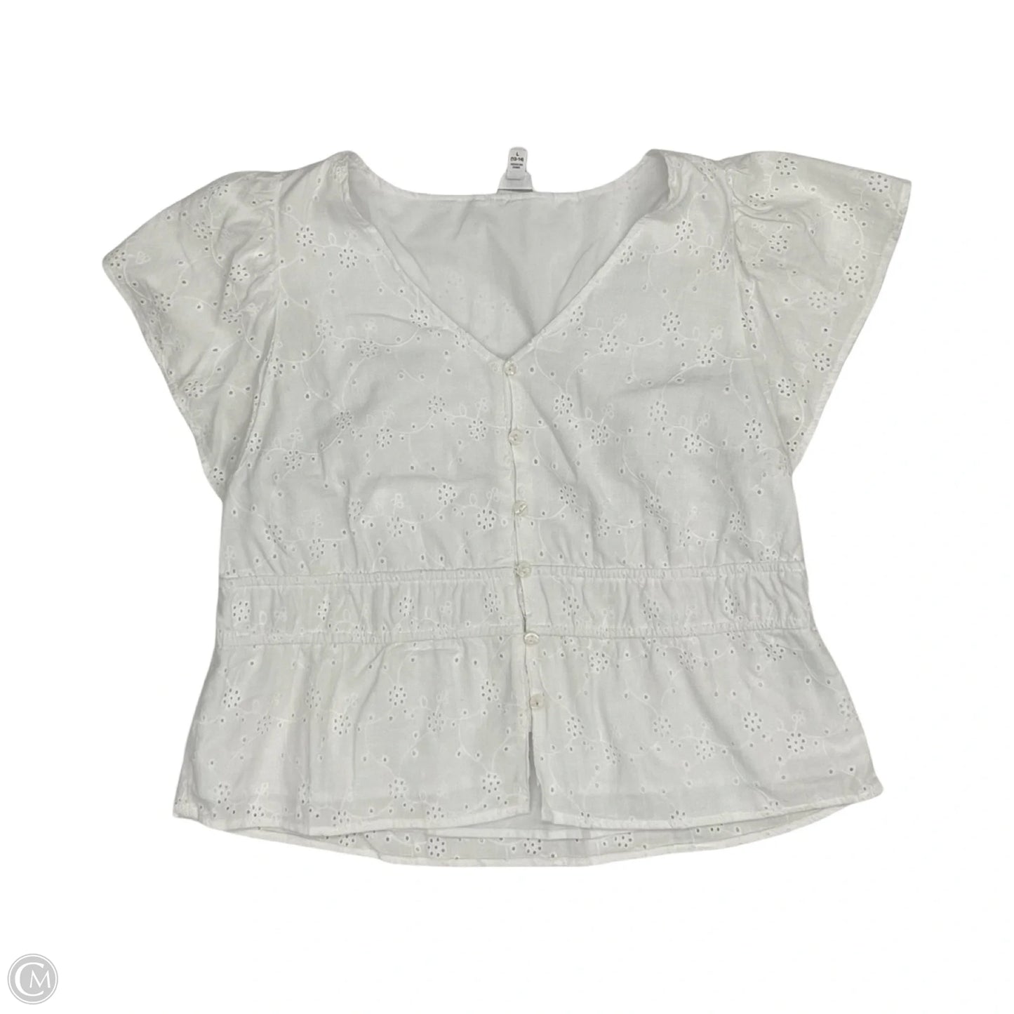 Blouse Short Sleeve By Time And Tru In White, Size: L