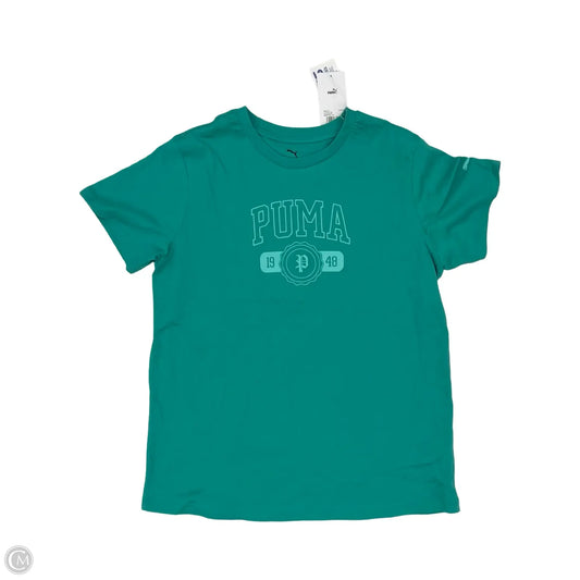 Athletic Top Short Sleeve By Puma In Green, Size: M