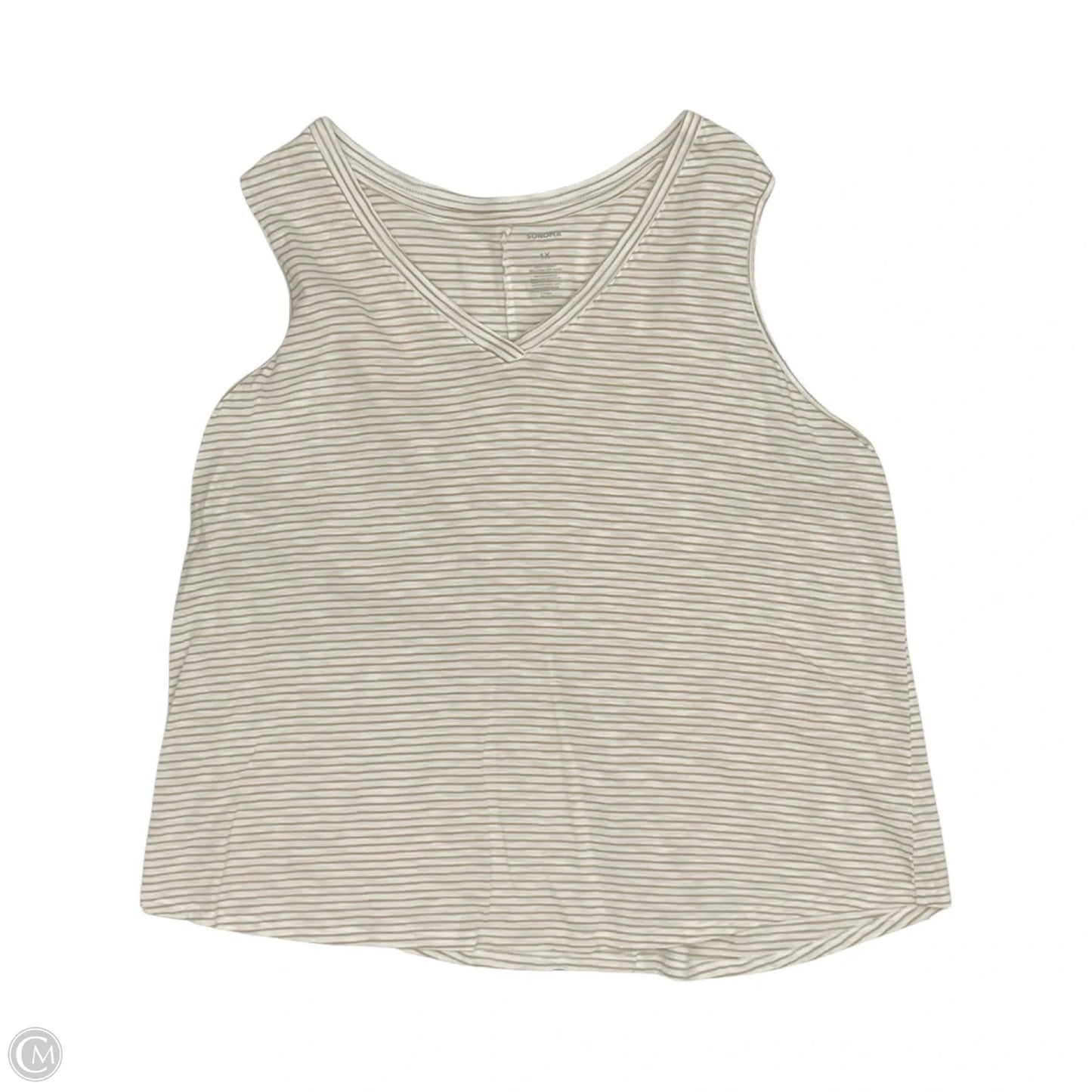 Tank Top By Sonoma In Tan & White, Size: 1x