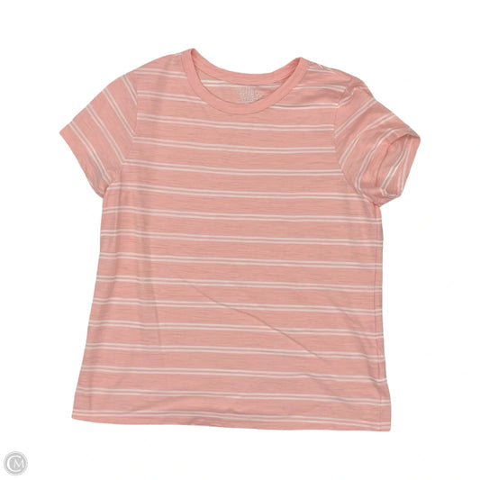 Top Short Sleeve By Time And Tru In Pink & White, Size: L