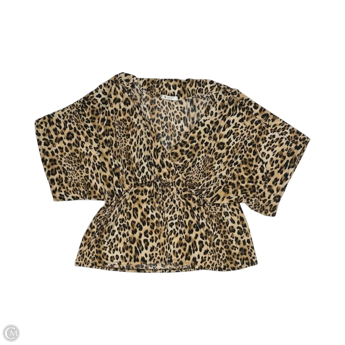 Blouse Short Sleeve By Bombom In Leopard Print, Size: Xl