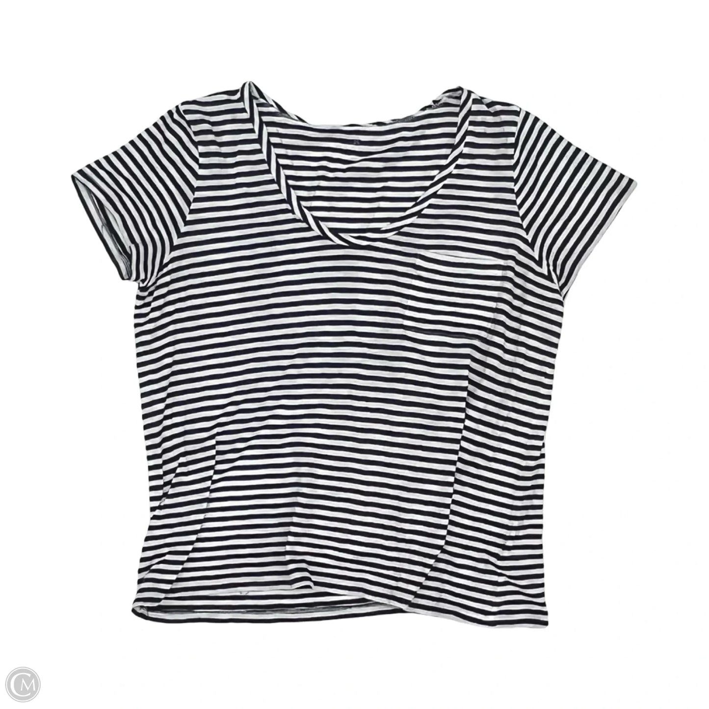 Top Short Sleeve By Caslon In Blue & Cream, Size: L
