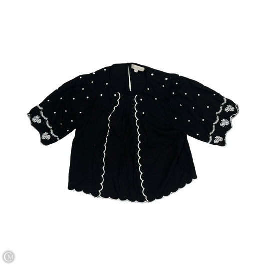 Blouse Short Sleeve By Loft In Black & Cream, Size: M
