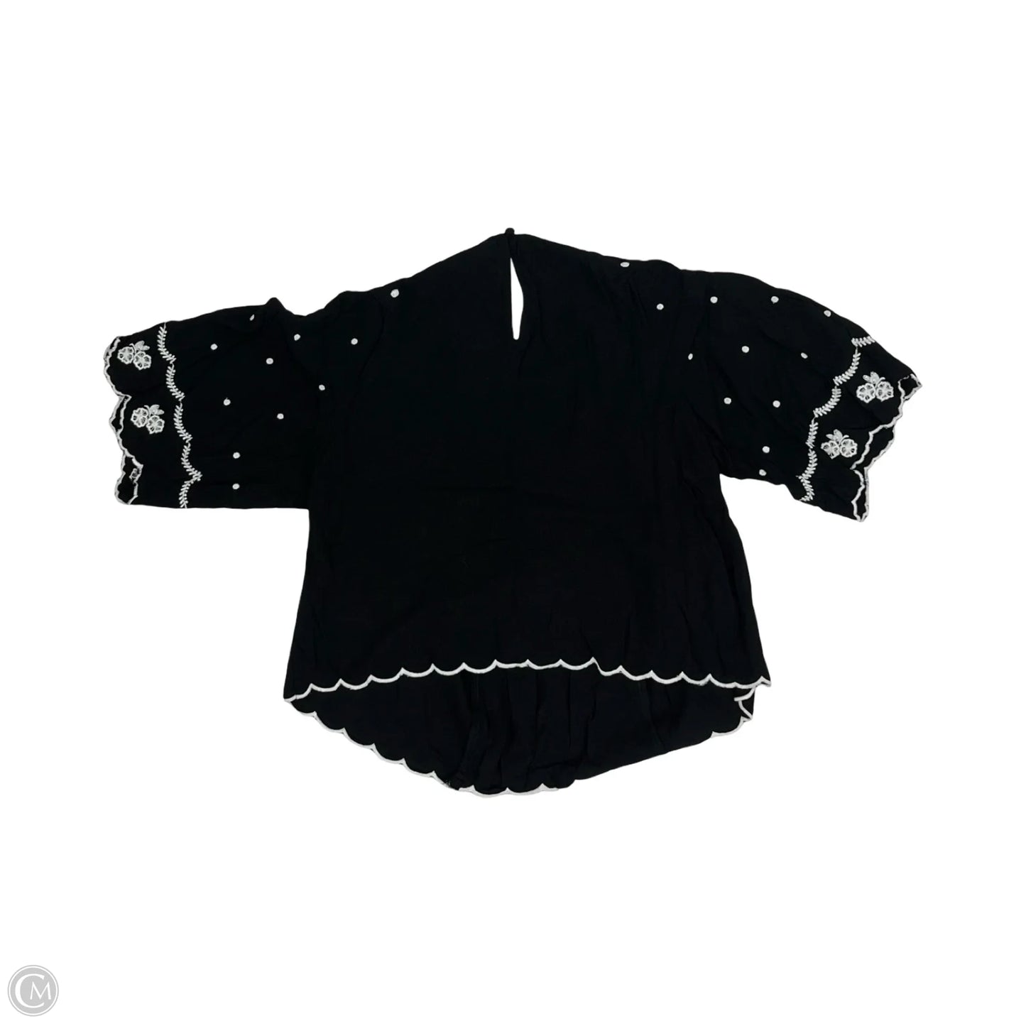 Blouse Short Sleeve By Loft In Black & Cream, Size: M