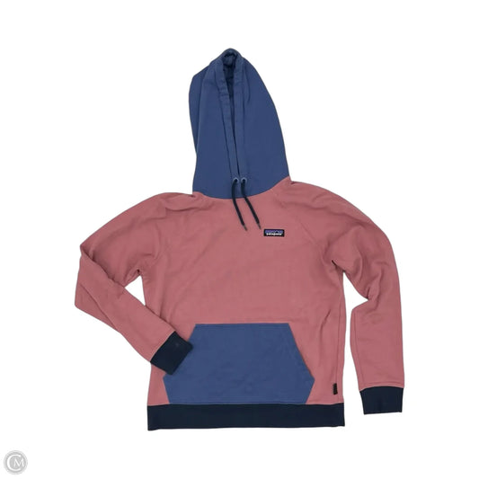 Sweatshirt Hoodie By Patagonia In Blue & Pink, Size: M