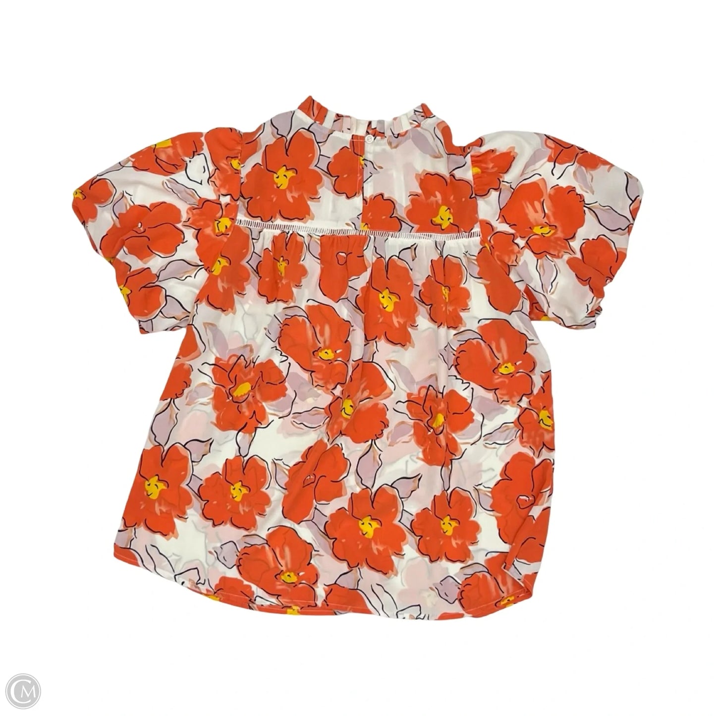 Blouse Short Sleeve By Cmf In Orange & White, Size: M