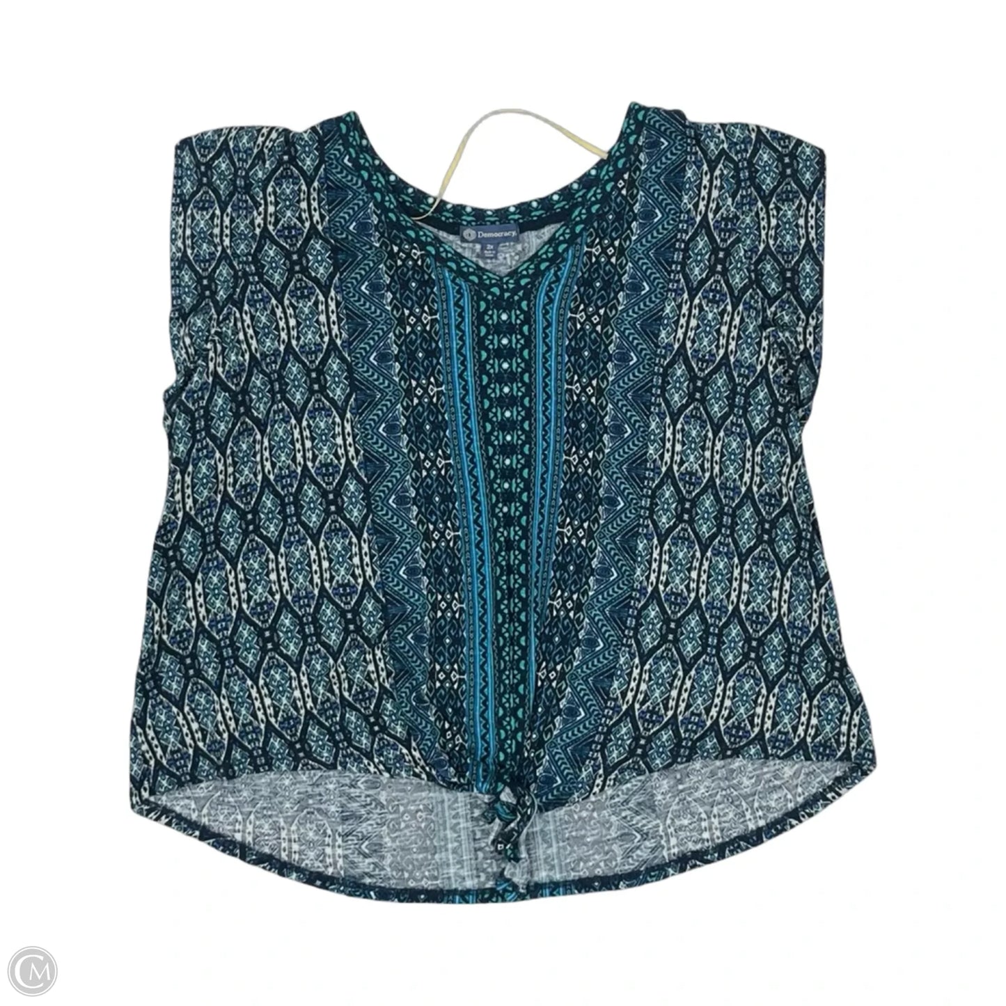 Top Short Sleeve By Democracy In Blue & Green, Size: 2x