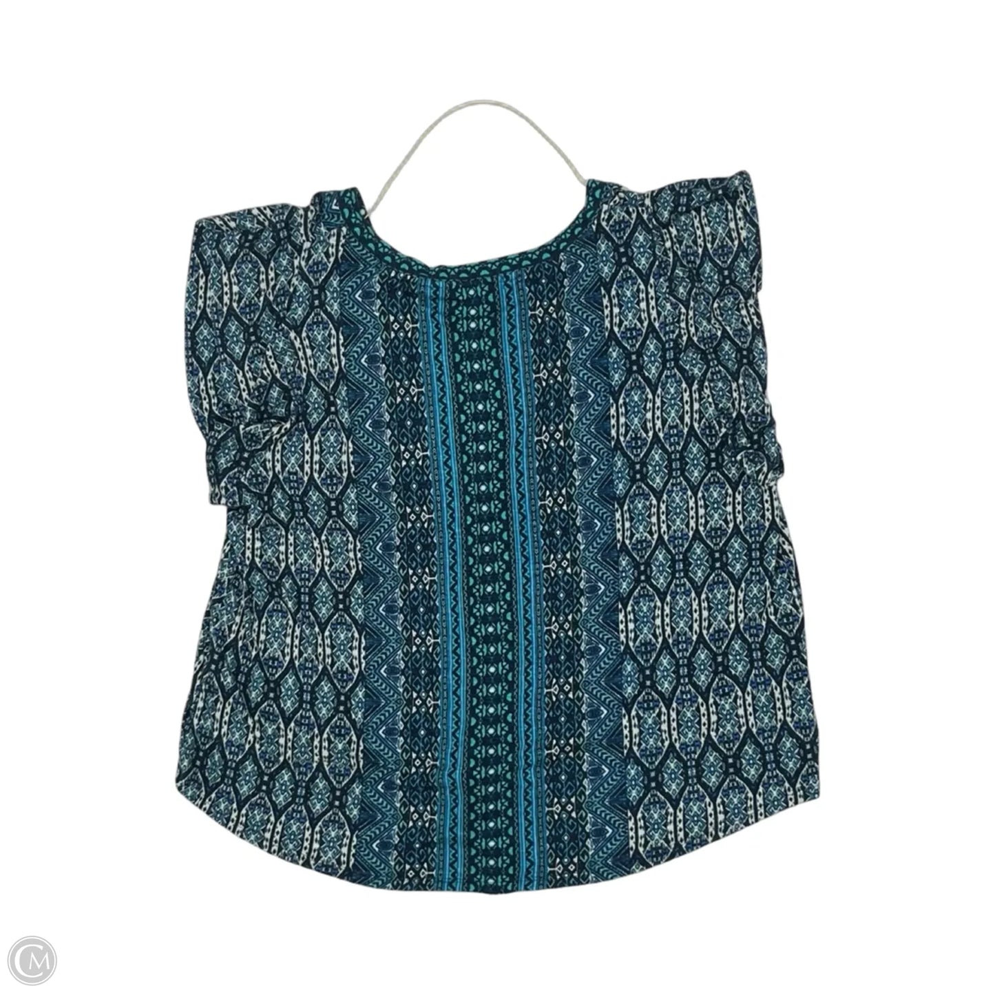 Top Short Sleeve By Democracy In Blue & Green, Size: 2x