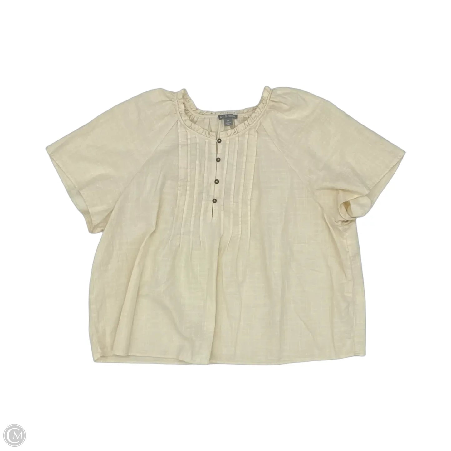 Blouse Short Sleeve By Falls Creek In Cream, Size: 2x