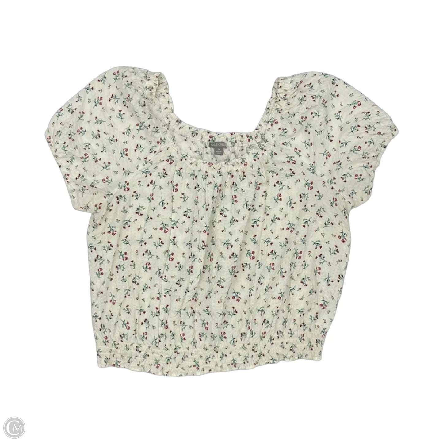 Blouse Short Sleeve By Falls Creek In Floral Print, Size: 2x