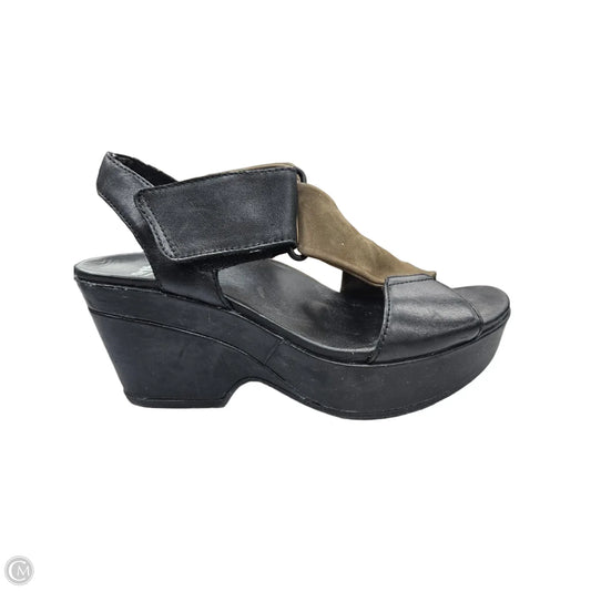 Sandals Heels Block By Earth In Black & Green, Size: 7