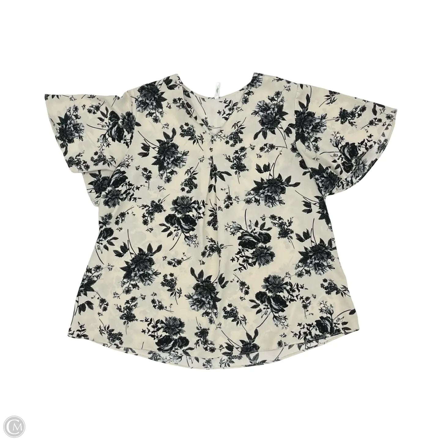Blouse Short Sleeve By Cmf In Black & Cream, Size: Xl