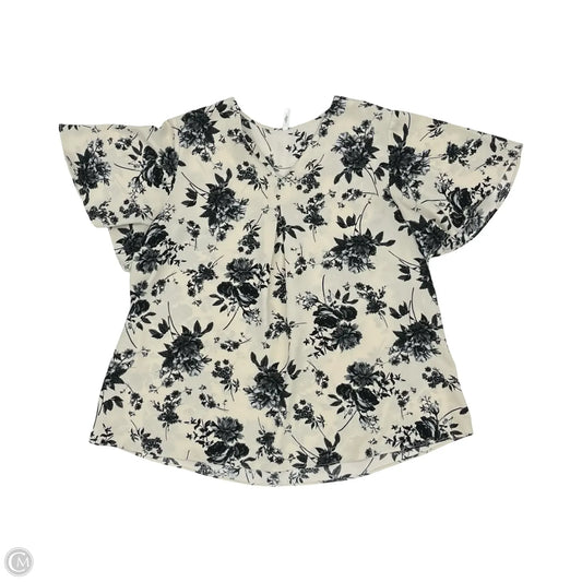 Blouse Short Sleeve By Cmf In Black & Cream, Size: Xl