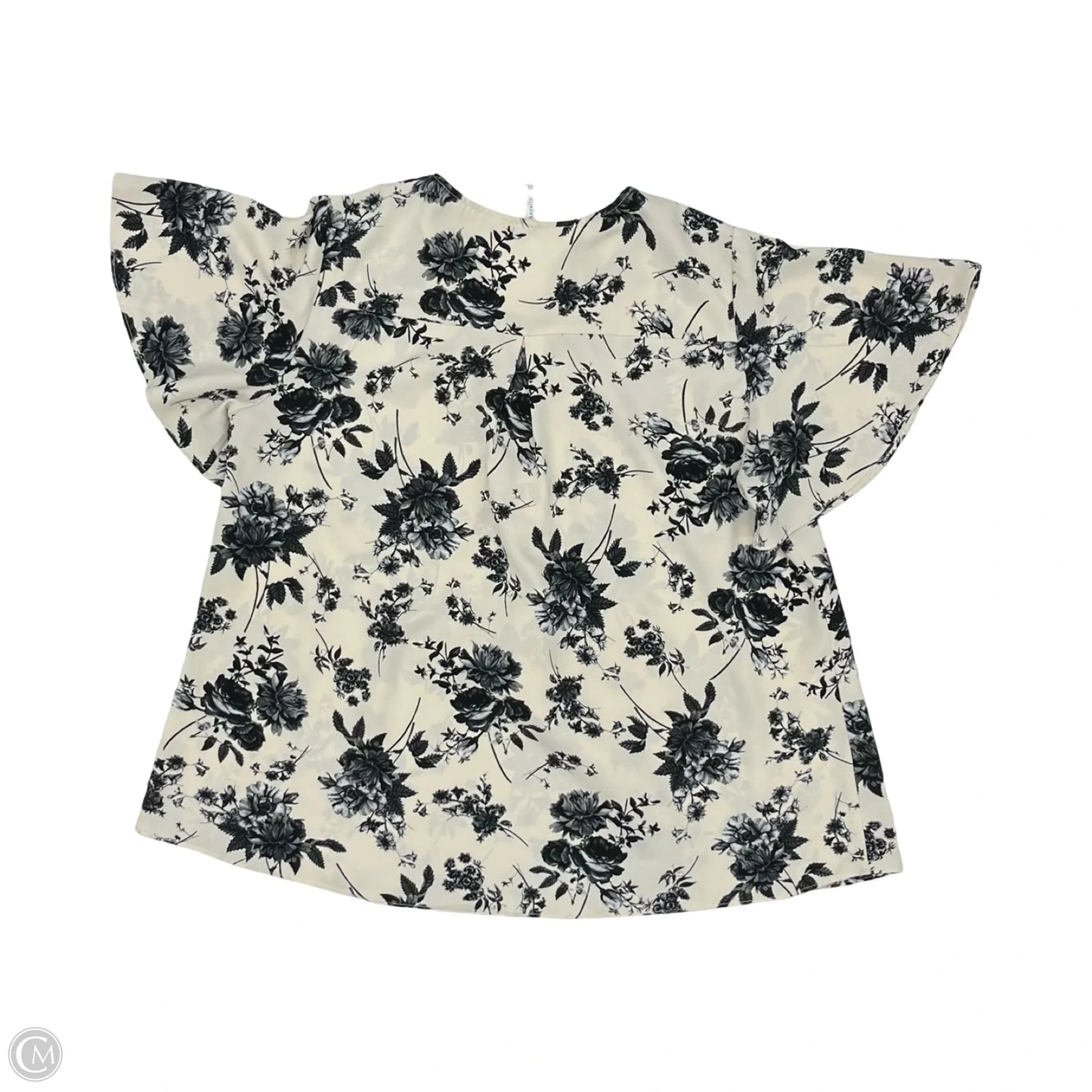 Blouse Short Sleeve By Cmf In Black & Cream, Size: Xl