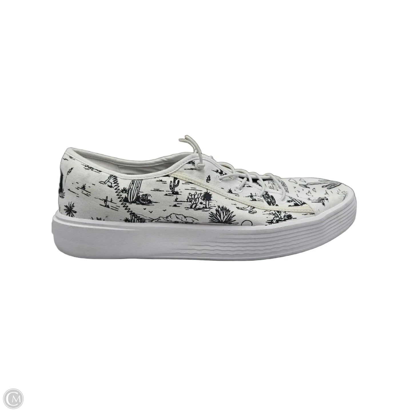 Shoes Sneakers By Hey Dude In Black & Cream, Size: 12.5