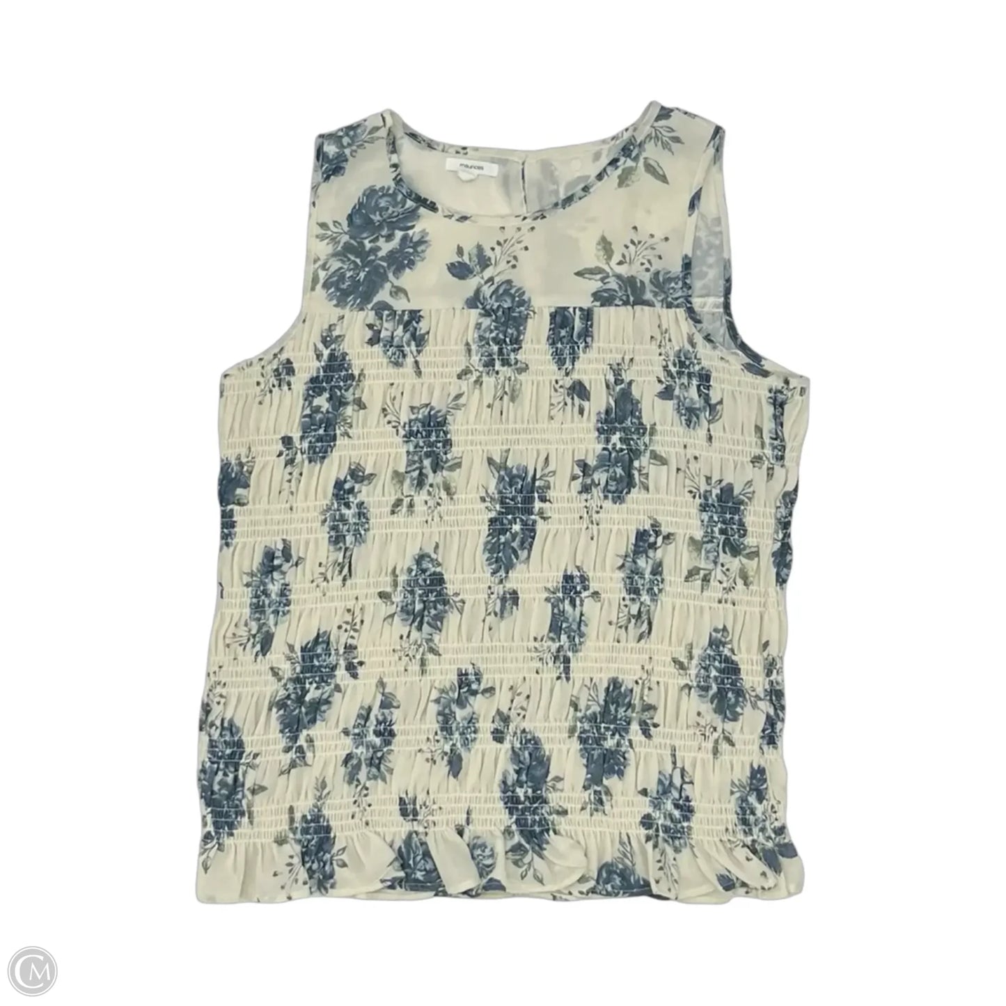 Blouse Sleeveless By Maurices In Blue & Cream, Size: Xxl