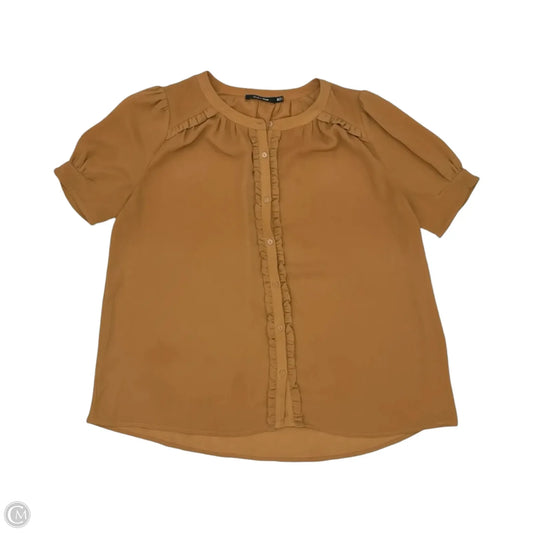Blouse Short Sleeve By Doe & Rae In Brown, Size: M