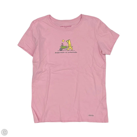 Top Short Sleeve By Life Is Good In Pink, Size: S