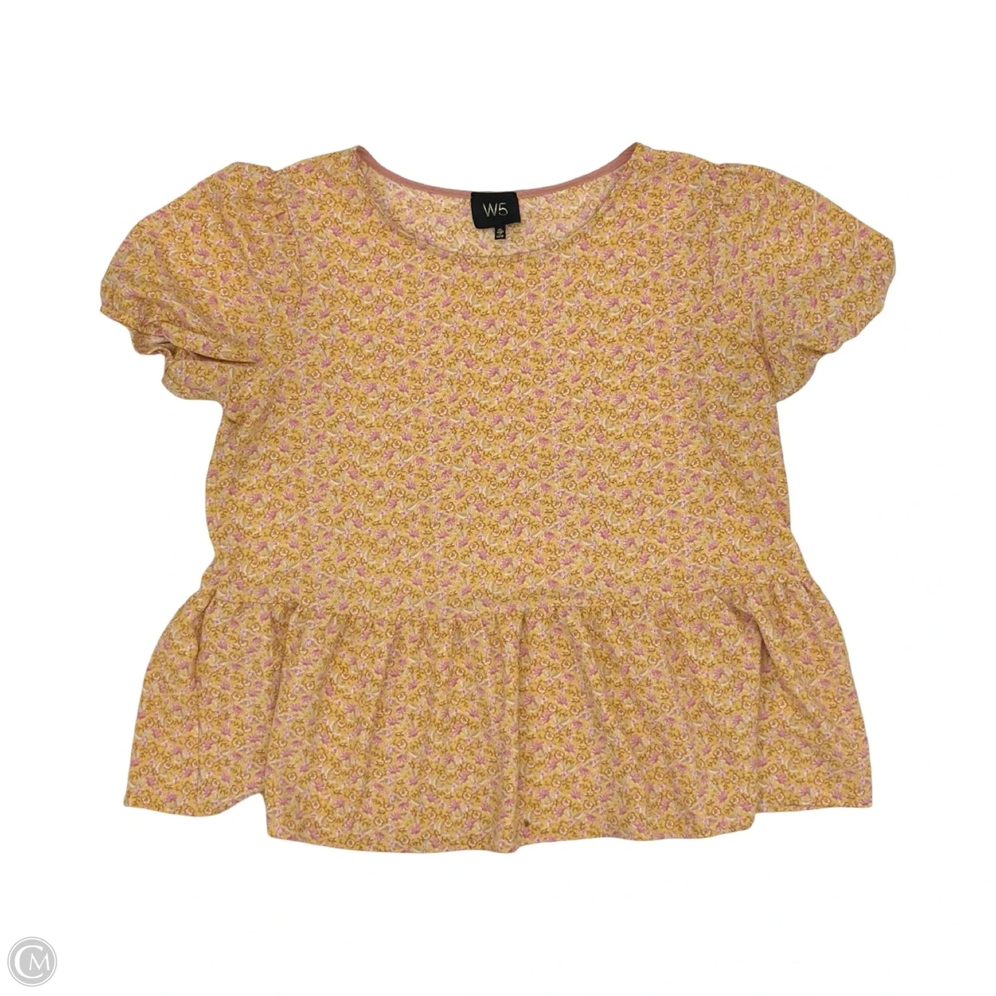 Blouse Short Sleeve By W5 In Pink & Yellow, Size: Xl