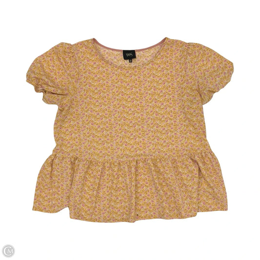 Blouse Short Sleeve By W5 In Pink & Yellow, Size: Xl