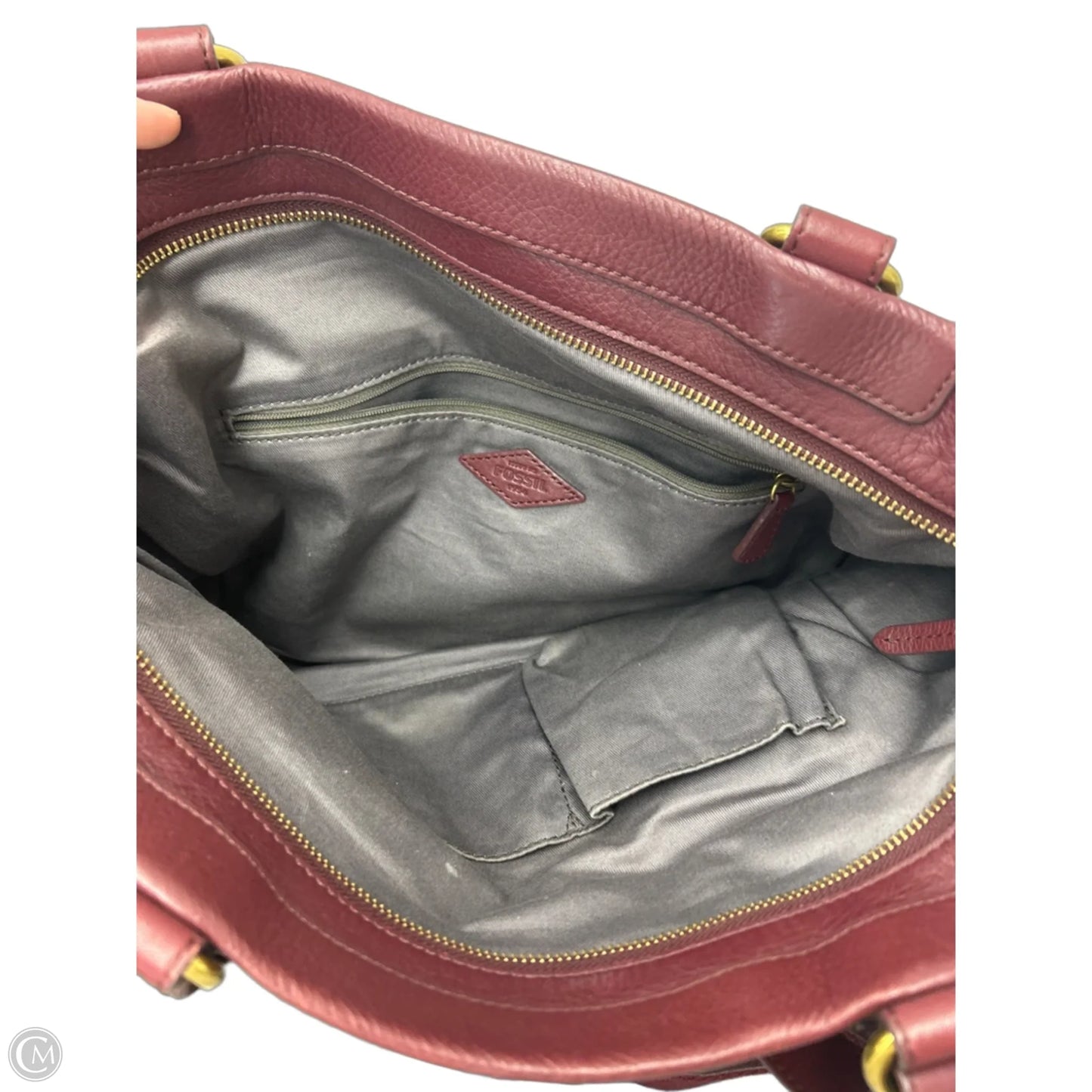 Handbag Leather By Fossil, Size: Large