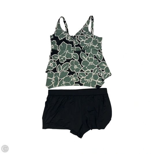 Swimsuit 2pc By Evri In Black & Green, Size: 2x