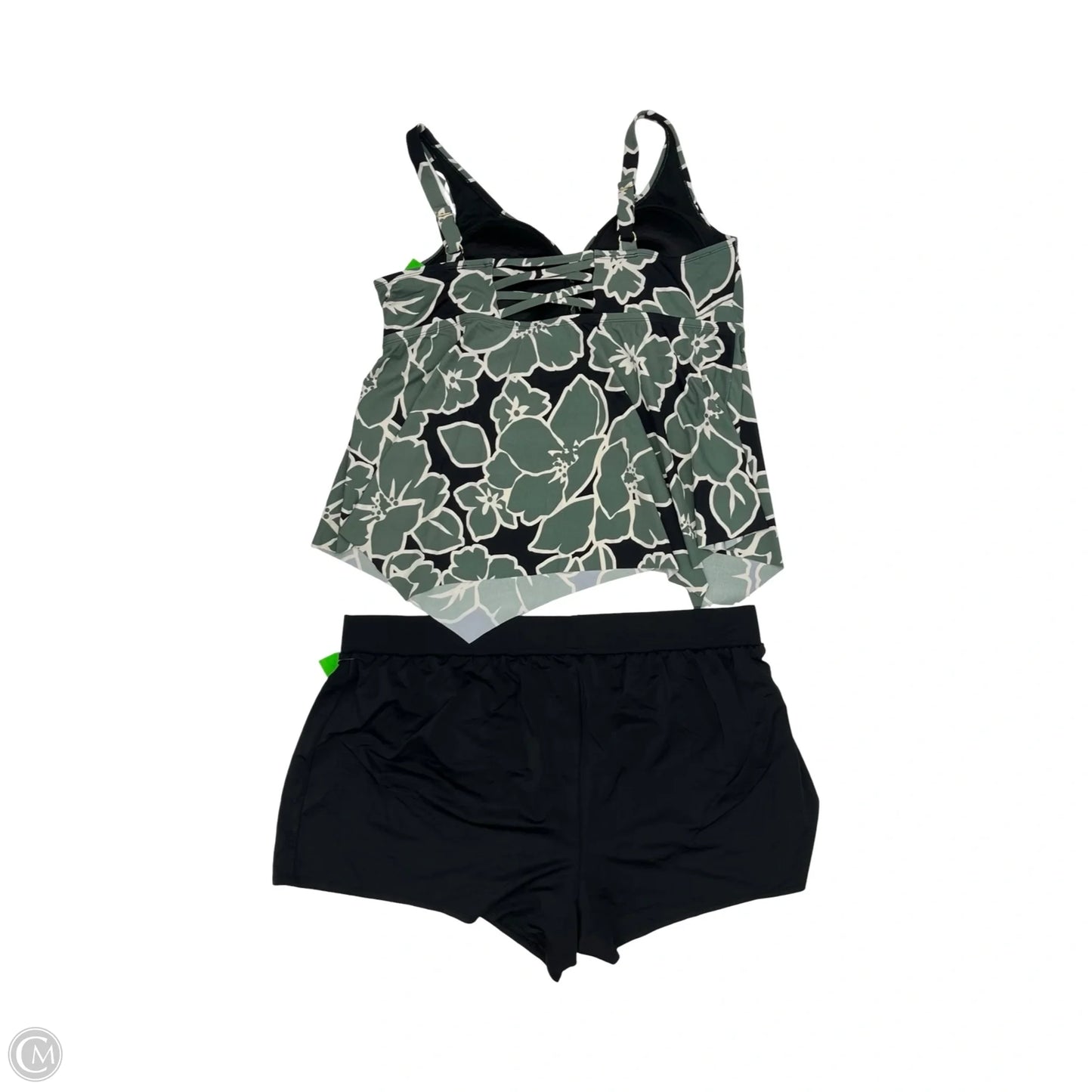 Swimsuit 2pc By Evri In Black & Green, Size: 2x
