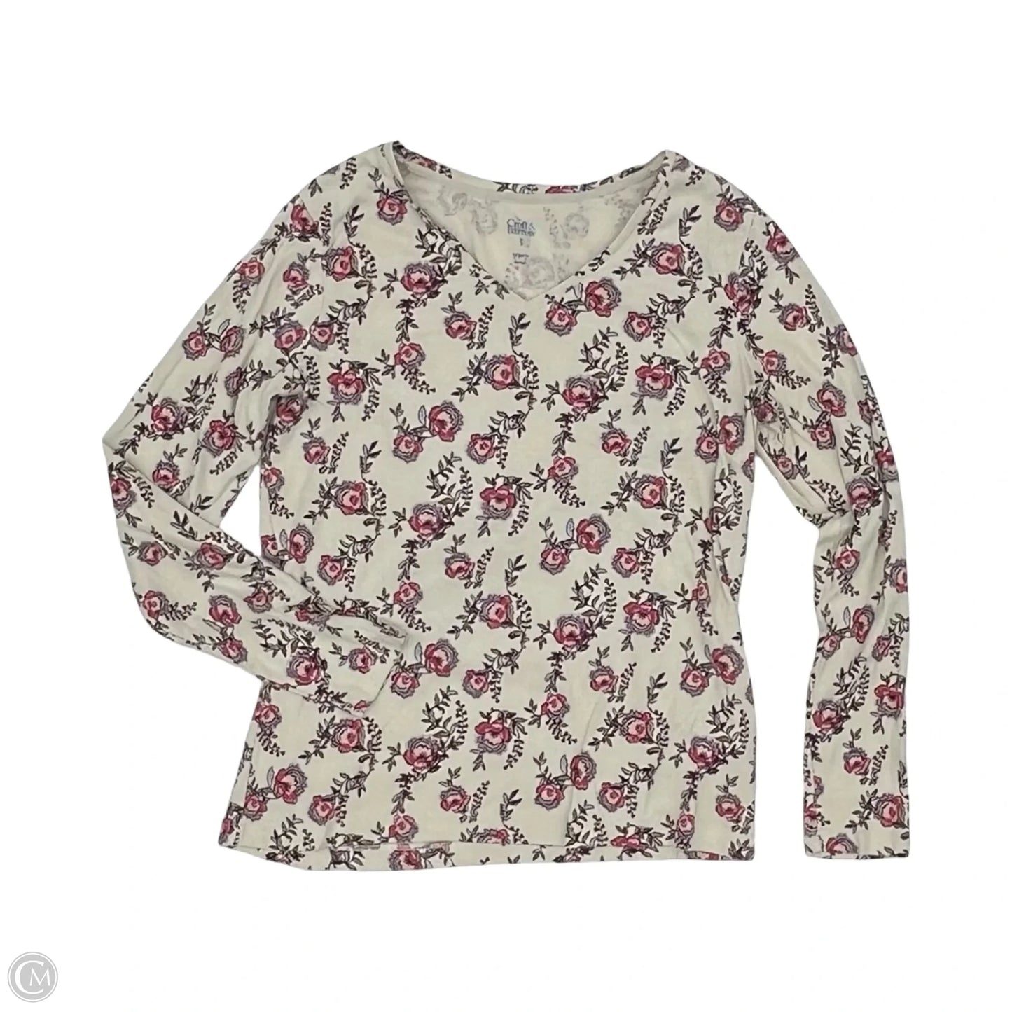 Top 3/4 Sleeve By Croft And Barrow In Floral Print, Size: S