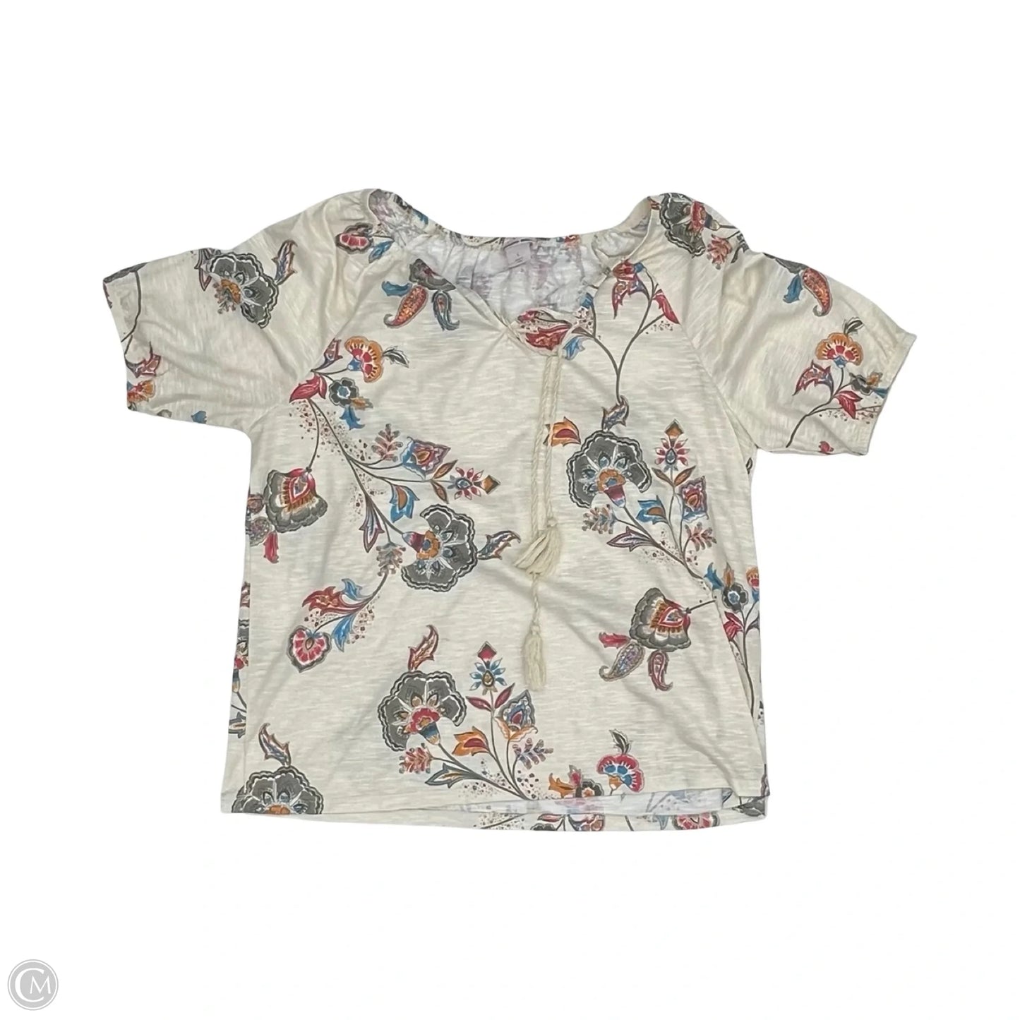 Top Short Sleeve By Allison Daley In Floral Print, Size: L