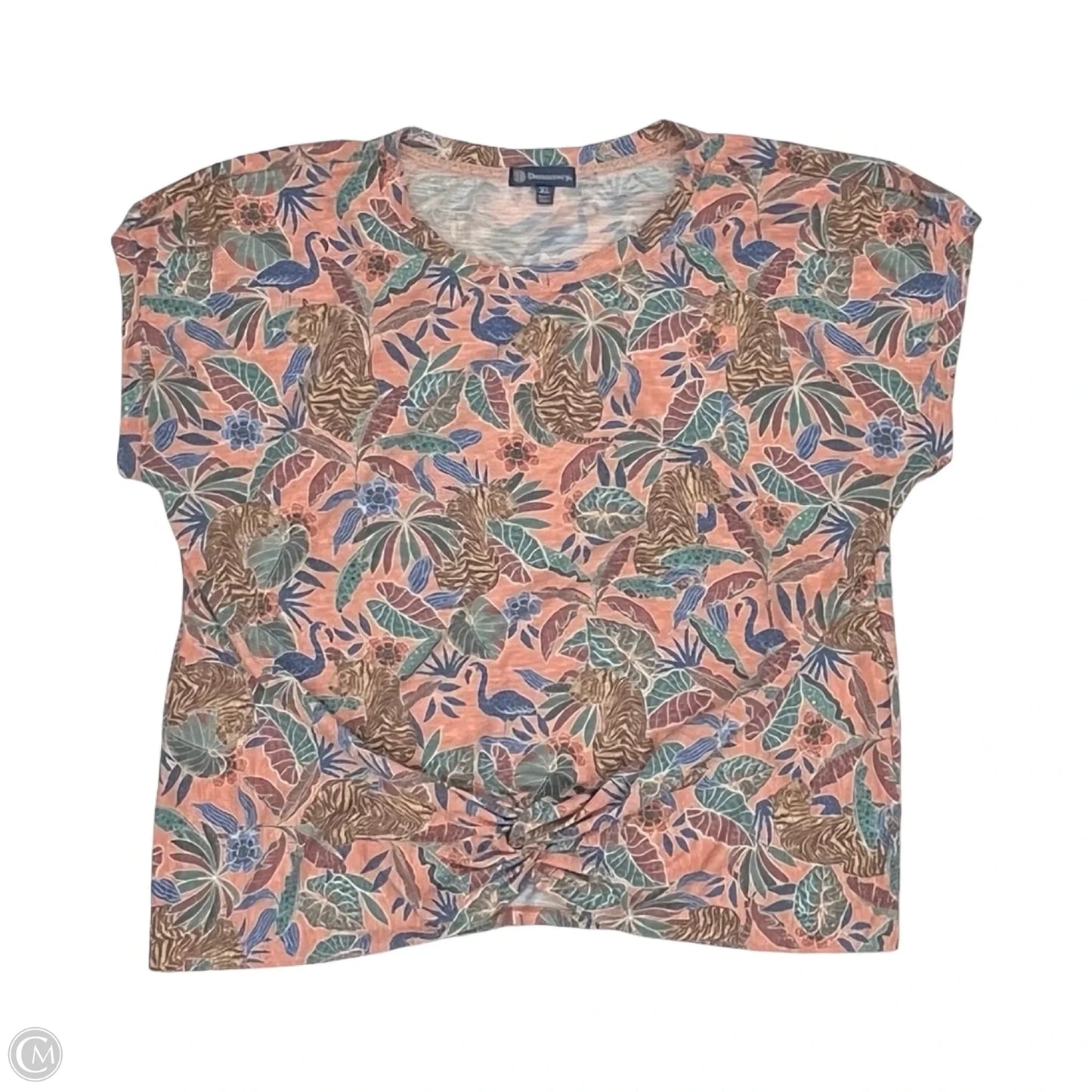 Top Short Sleeve By Democracy In Floral Print, Size: Xl