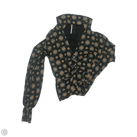 Blouse Long Sleeve By Free People In Black & Orange, Size: S
