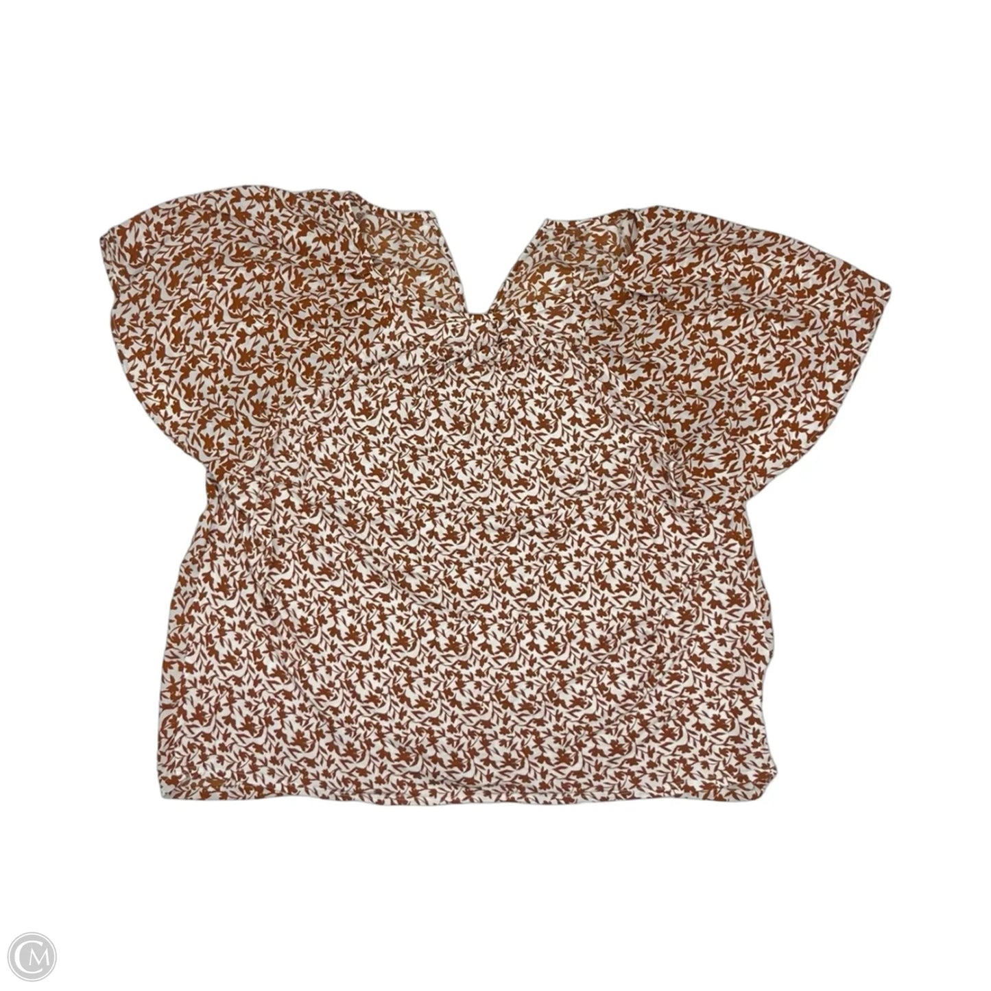 Blouse Short Sleeve By Loft In Orange & White, Size: Xl