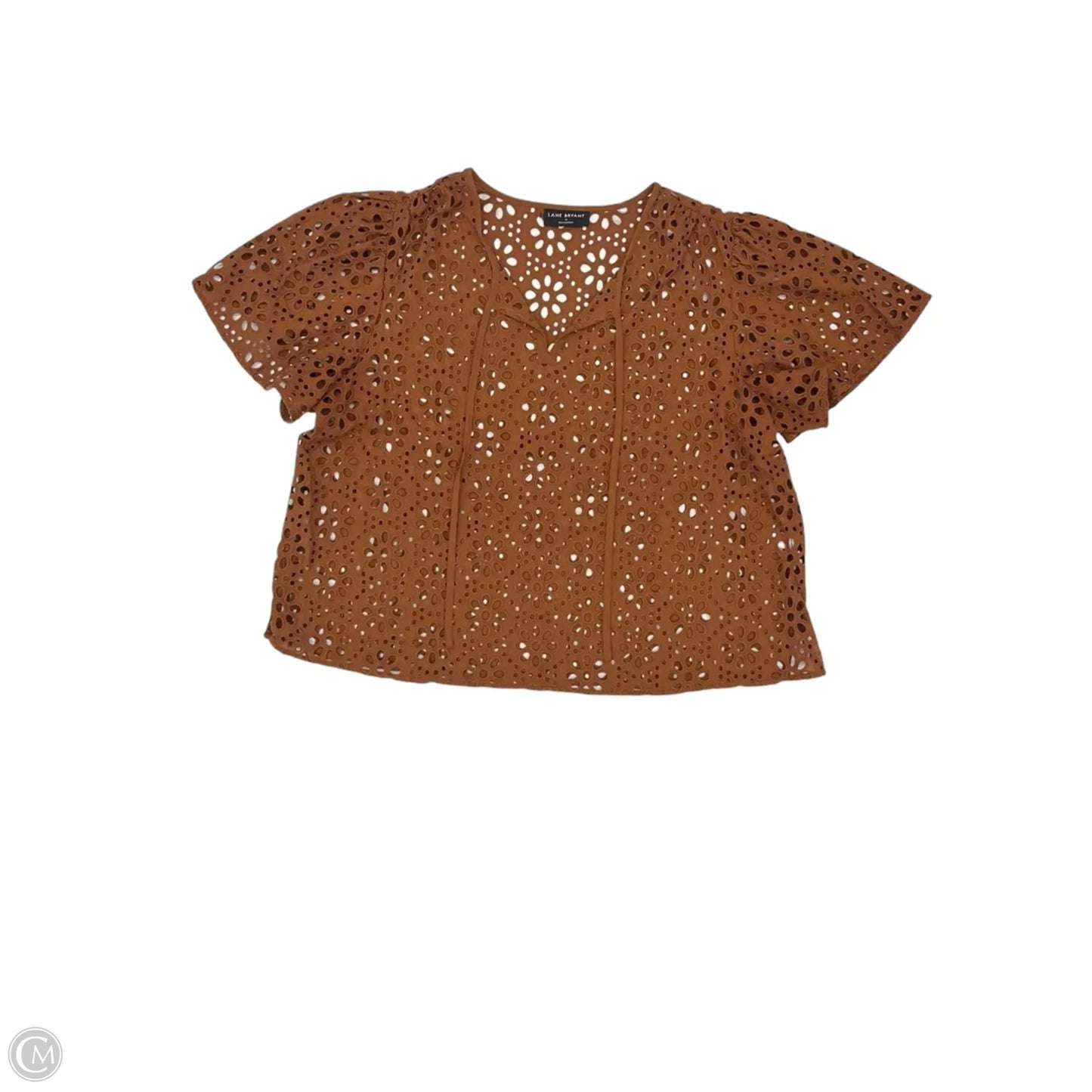 Blouse Short Sleeve By Lane Bryant In Brown, Size: 18