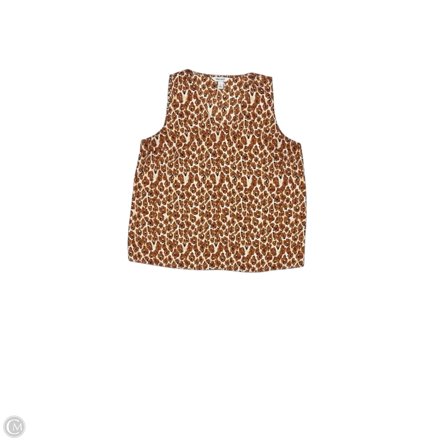 Blouse Sleeveless By Nine West In Brown & Cream