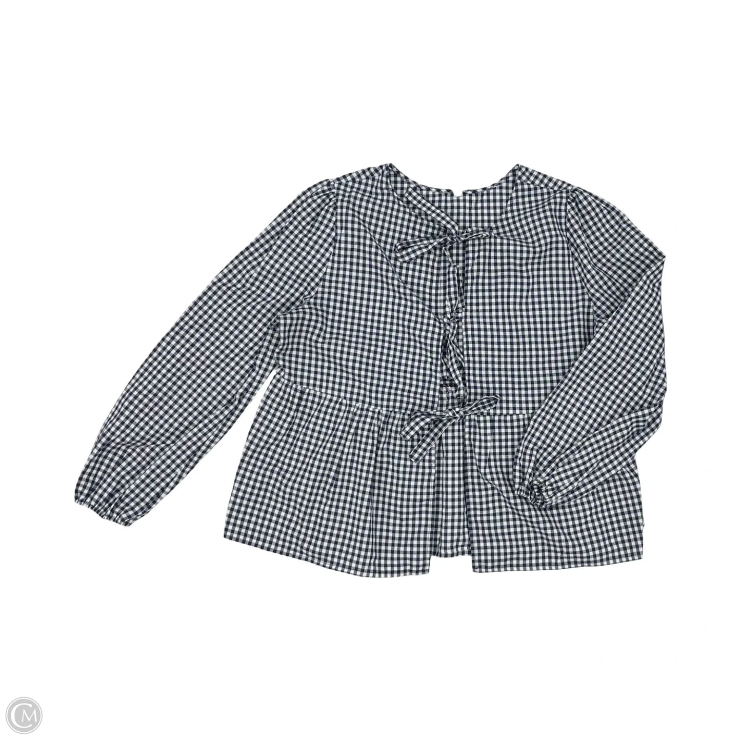 Blouse Long Sleeve By Clothes Mentor In Blue & White, Size: M