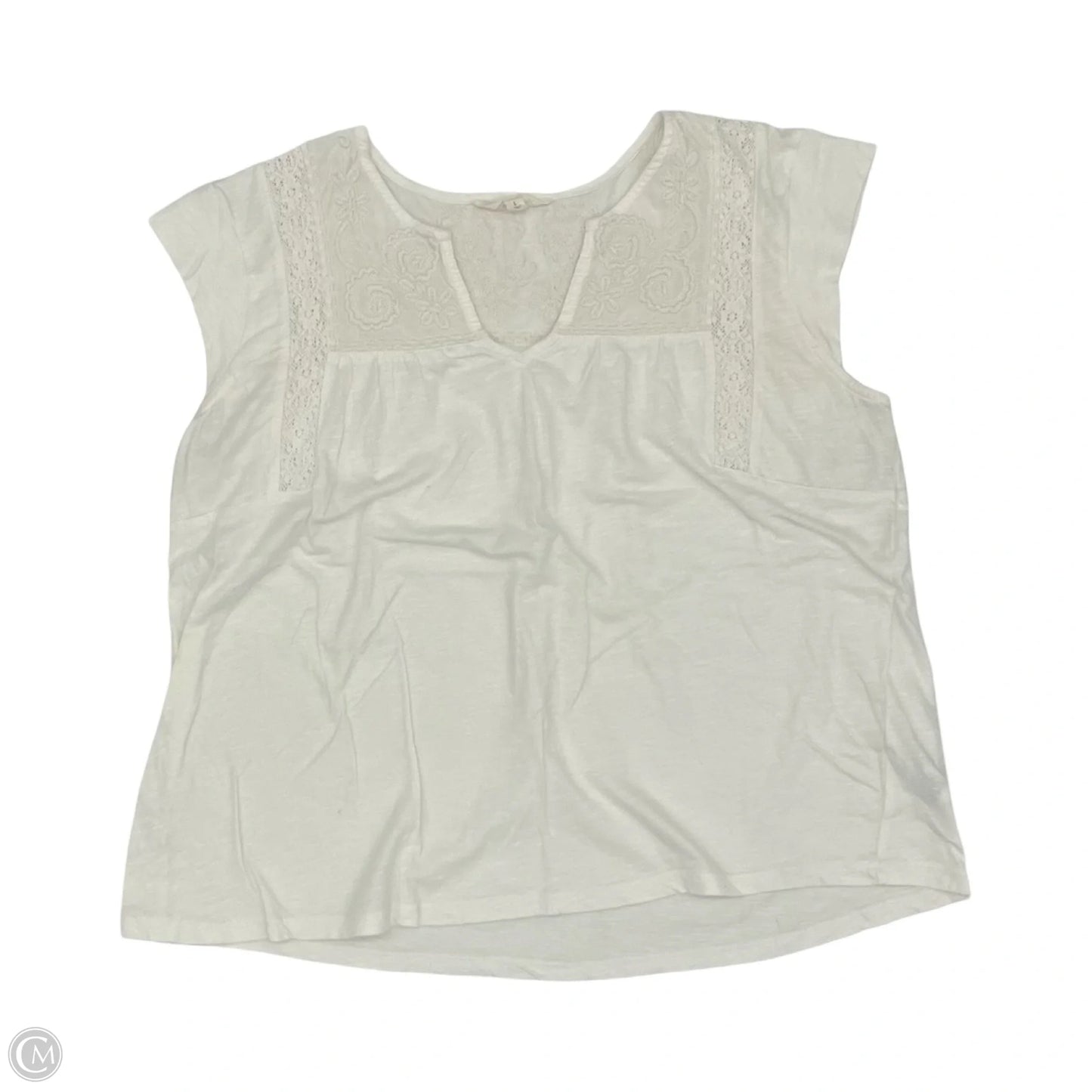 Top Short Sleeve By Lucky Brand In Cream, Size: L