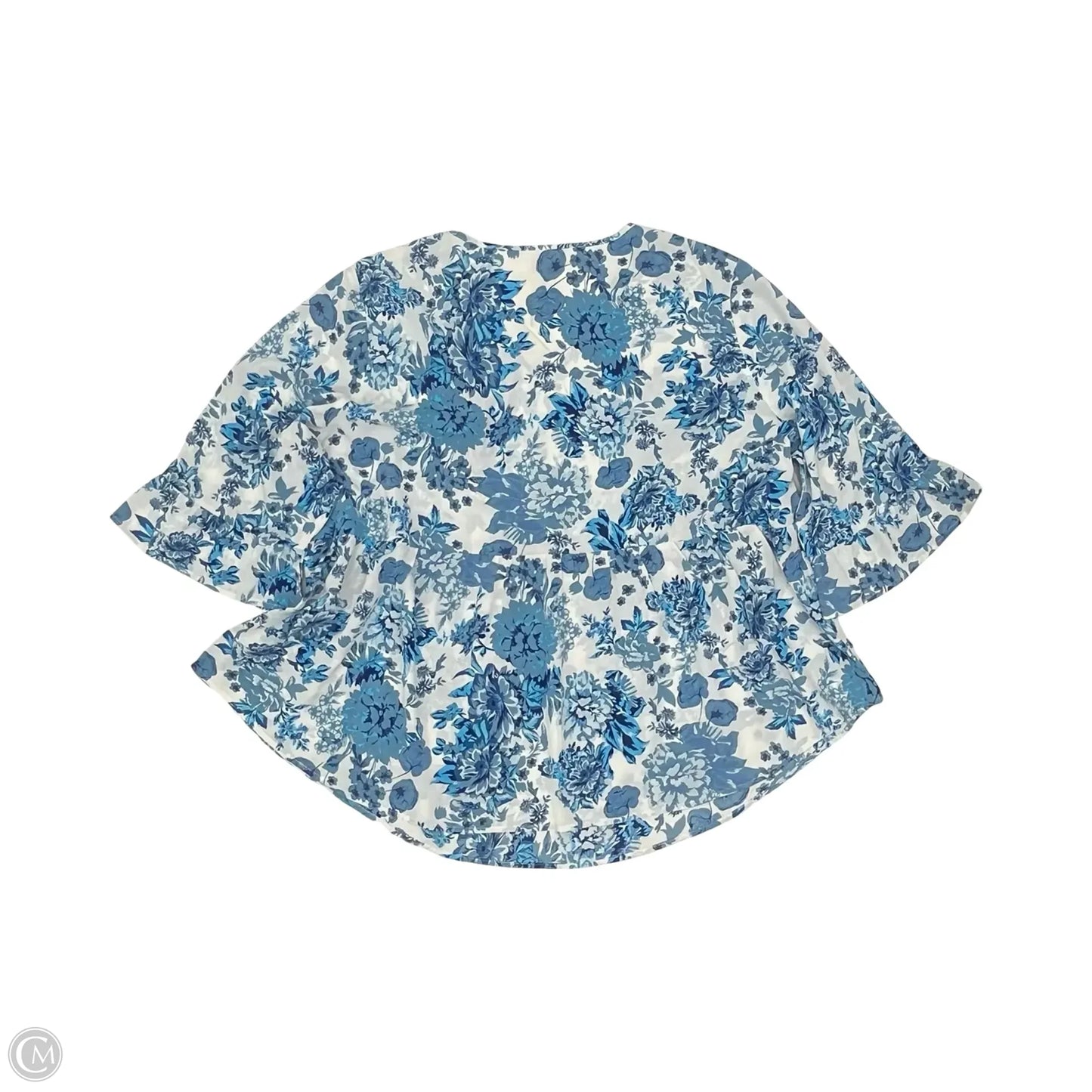 Blouse Long Sleeve By Agnes Orinda In Blue & White, Size: 4x