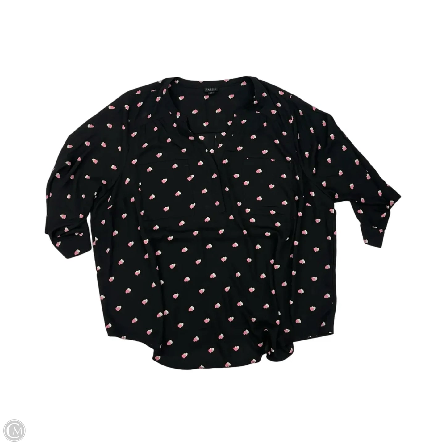 Blouse 3/4 Sleeve By Torrid In Black & Pink, Size: 4x