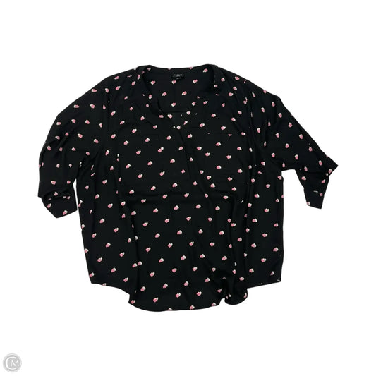 Blouse 3/4 Sleeve By Torrid In Black & Pink, Size: 4x