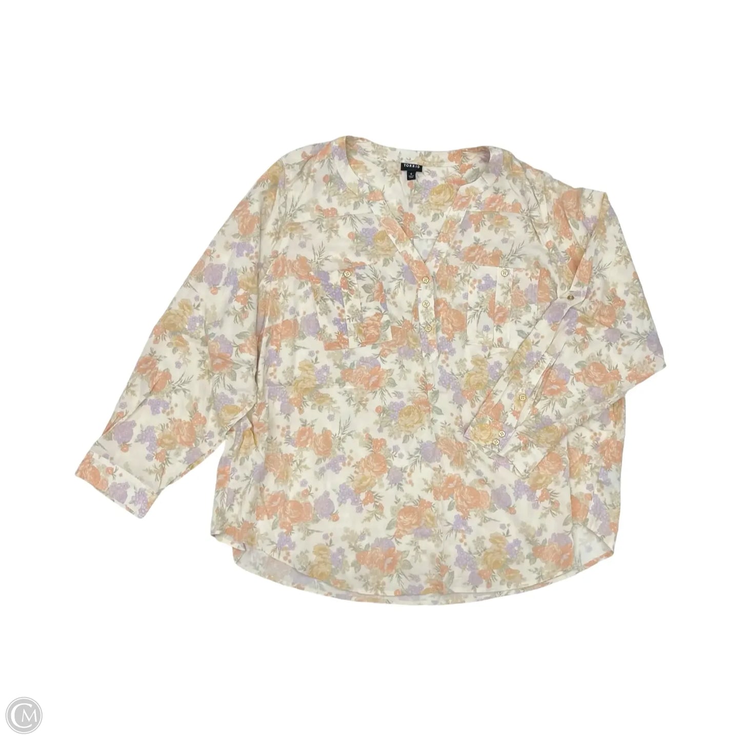 Blouse Long Sleeve By Torrid In Floral Print, Size: 4x